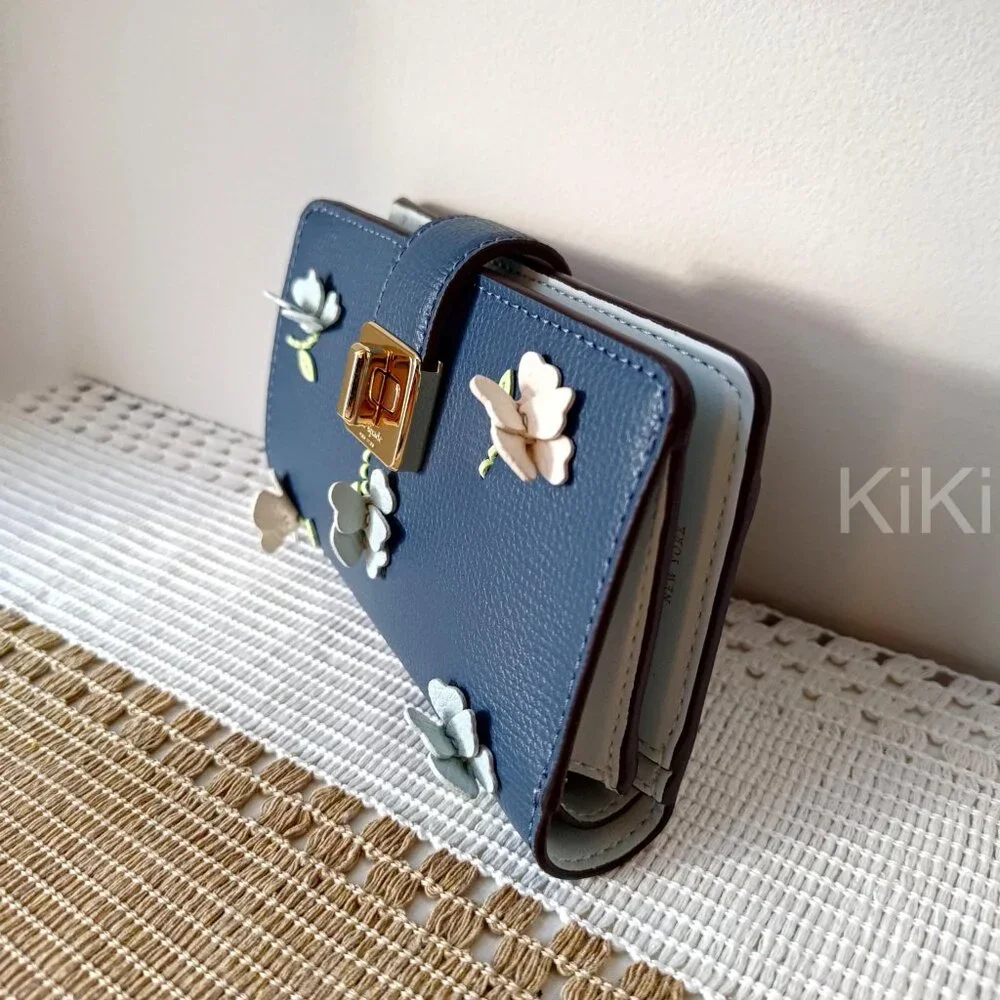 Kate Spade Phoebe Floral Applique Turnlock Medium Wallet KK250